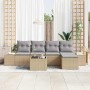 Conjunto de sofá de jardín con cojín 5 pcs Beige y Gris Claro en Sofás de exterior | Comprar online en Foru.es