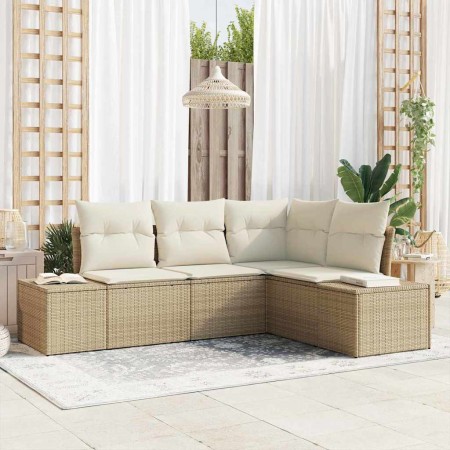 Conjunto de sofás de jardín 4 pcs Beige y Crema ratán sintético en Sofás de exterior | Comprar online en Foru.es