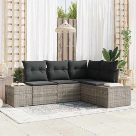 Conjunto de sofás de jardín 4 pcs Gris Claro ratán sintético en Sofás de exterior | Comprar online en Foru.es