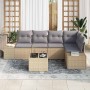 Conjunto de sofá de jardín con cojín 6 pcs Beige y Gris Claro en Sofás de exterior | Comprar online en Foru.es