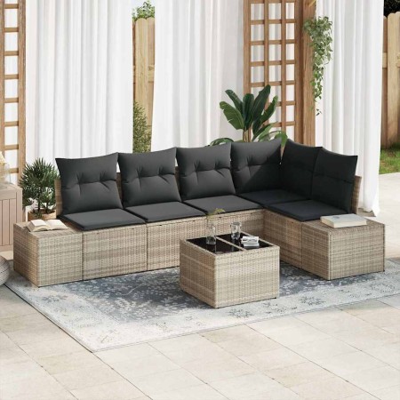 Conjunto de sofá de jardín con cojín 6 pcs Gris Claro en Sofás de exterior | Comprar online en Foru.es