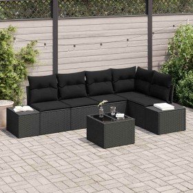 Conjunto de sofá de jardín con cojín 6 pcs Negro en Sofás de exterior | Comprar online en Foru.es