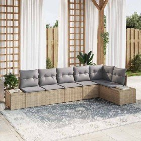 Conjunto de sofá de jardín con cojín 6 pcs Beige y Gris Claro en Sofás de exterior | Comprar online en Foru.es