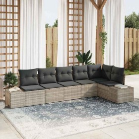 Conjunto de sofá de jardín 6 pcs Gris Claro ratán sintético en Sofás de exterior | Comprar online en Foru.es