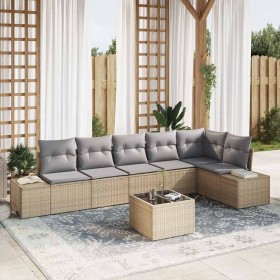 Conjunto de sofá de jardín con cojín 7 pcs Beige y Gris Claro en Sofás de exterior | Comprar online en Foru.es
