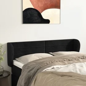 Cabecero de terciopelo negro 147x23x78/88 cm de vidaXL, Cabeceros y pies de cama - Ref: Foro24-3117334, Precio: 54,06 €, Desc...
