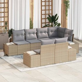 Conjunto de sofás de jardín 7 pcs Beige y Gris Claro en Sofás de exterior | Comprar online en Foru.es