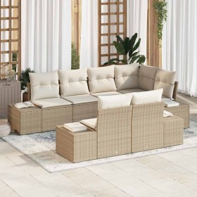 Conjunto de sofás de jardín 7 pcs Beige y Crema ratán sintético en Sofás de exterior | Comprar online en Foru.es