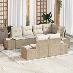 Conjunto de sofás de jardín 7 pcs Beige y Crema ratán sintético en Sofás de exterior | Comprar online en Foru.es