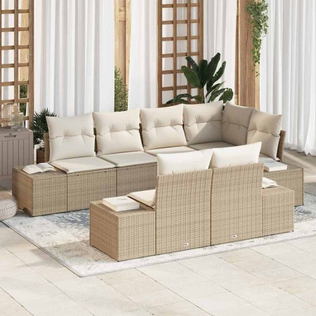 Conjunto de sofás de jardín 7 pcs Beige y Crema ratán sintético en Sofás de exterior | Comprar online en Foru.es