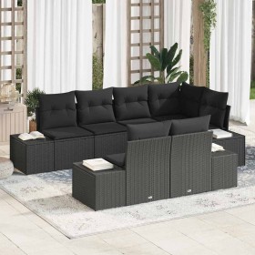 Conjunto de sofás de jardín 7 pcs Negro ratán sintético en Sofás de exterior | Comprar online en Foru.es