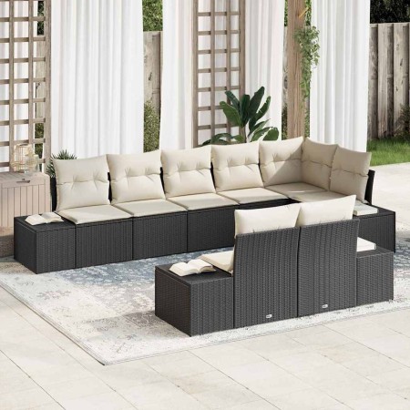 Conjunto de sofás de jardín 8 pcs Negro y crema Poliratán en Sofás de exterior | Comprar online en Foru.es
