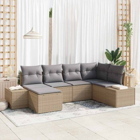 Conjunto de sofá de jardín con cojín 6 pcs Beige y Gris Claro en Sofás de exterior | Comprar online en Foru.es