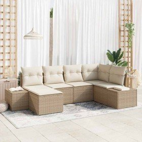 Conjunto de sofá de jardín 6 pcs Beige y Crema ratán sintético en Sofás de exterior | Comprar online en Foru.es
