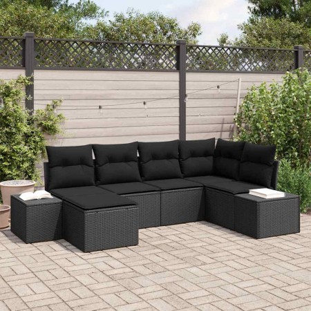 Conjunto de sofá de jardín 6 pcs Negro ratán sintético en Sofás de exterior | Comprar online en Foru.es