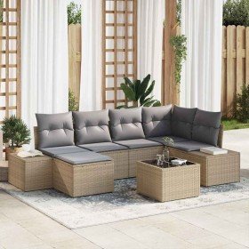 Conjunto de sofá de jardín con cojín 6 pcs Beige y Gris Claro en Sofás de exterior | Comprar online en Foru.es