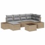 Conjunto de sofá de jardín con cojín 6 pcs Beige y Gris Claro en Sofás de exterior | Comprar online en Foru.es