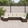Conjunto de sofá de jardín con cojín 7 pcs Marrón Poliratán en Sofás de exterior | Comprar online en Foru.es