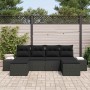 Conjunto de sofá de jardín 4 pcs Negro ratán sintético en Sofás de exterior | Comprar online en Foru.es