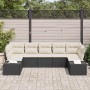 Conjunto de sofás de jardín 7 pcs Negro y crema Poliratán en Sofás de exterior | Comprar online en Foru.es