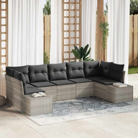 Conjunto de sofás de jardín 7 pcs Gris Claro Poliratán en Sofás de exterior | Comprar online en Foru.es