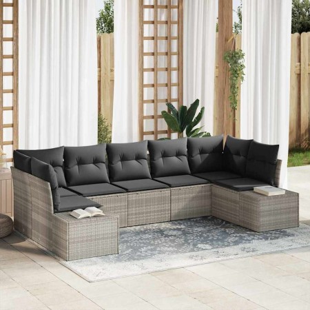 Conjunto de sofás de jardín 7 pcs Gris Claro Poliratán en Sofás de exterior | Comprar online en Foru.es