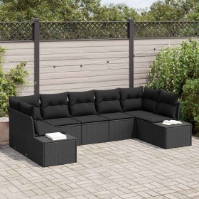 Conjunto de sofás de jardín 7 pcs Negro Poliratán en Sofás de exterior | Comprar online en Foru.es