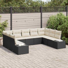 Conjunto de sofás de jardín 9 pcs Negro y crema Ratán sintético en Sofás de exterior | Comprar online en Foru.es