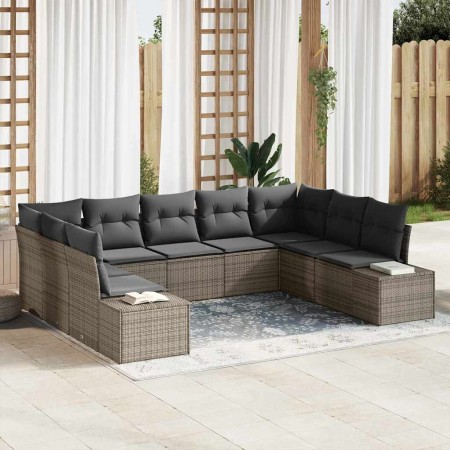 Conjunto de sofás de jardín 9 pcs Gris Ratán sintético en Sofás de exterior | Comprar online en Foru.es