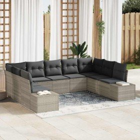 Conjunto de sofás de jardín 9 pcs Gris Claro Ratán sintético en Sofás de exterior | Comprar online en Foru.es