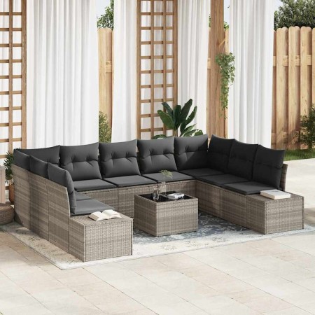 Conjunto de sofás de jardín 9 pcs Gris Claro Ratán sintético en Sofás de exterior | Comprar online en Foru.es