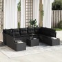 Conjunto de sofás de jardín 9 pcs Negro Ratán sintético en Sofás de exterior | Comprar online en Foru.es
