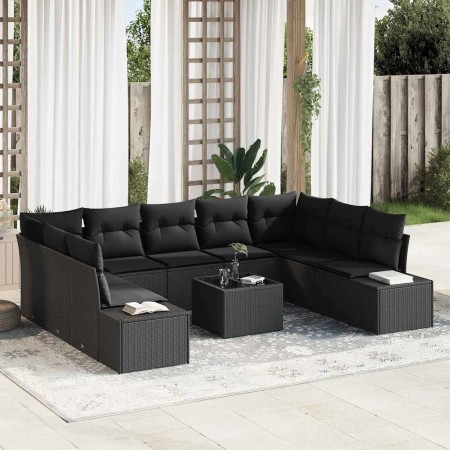 Conjunto de sofás de jardín 9 pcs Negro Ratán sintético en Sofás de exterior | Comprar online en Foru.es