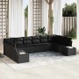 Conjunto de sofá de jardín 10 pcs Negro Rattan de Poliéster en Sofás de exterior | Comprar online en Foru.es