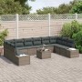 Conjunto de sofá de jardín 11 pcs Gris Rattan de Poliéster en Sofás de exterior | Comprar online en Foru.es
