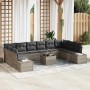 Conjunto de sofás de jardín 10 pcs Gris Claro Ratán sintético en Sofás de exterior | Comprar online en Foru.es