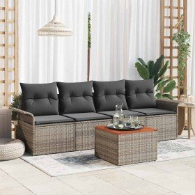 Conjunto de sofás de jardín 5 pcs Gris ratán sintético en Sofás de exterior | Comprar online en Foru.es