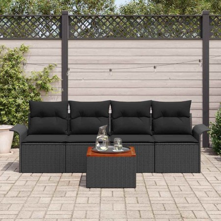 Conjunto de sofás de jardín 5 pcs Negro ratán sintético en Sofás de exterior | Comprar online en Foru.es