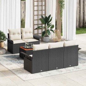Conjunto de sofá de jardín con cojín Manual 6 pcs Negro y crema en Sofás de exterior | Comprar online en Foru.es