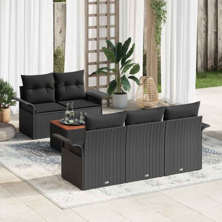 Conjunto de sofá de jardín con cojín Manual 6 pcs Negro en Sofás de exterior | Comprar online en Foru.es