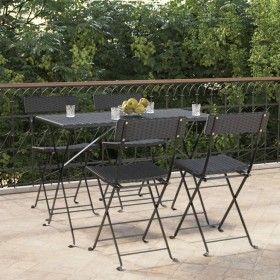 Sillas cafetería plegables 4 uds acero y ratán sintético negro de vidaXL, Sillas de jardín - Ref: Foro24-3152112, Precio: 153...