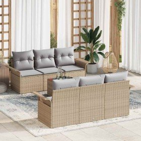 Conjunto de sofá de jardín con cojín 7 pcs Beige y Gris Claro en Sofás de exterior | Comprar online en Foru.es