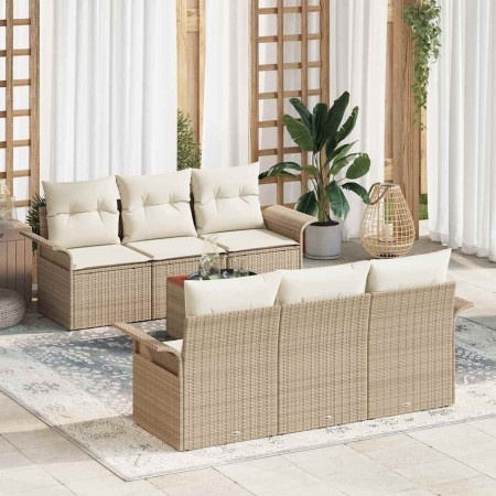 Conjunto de sofá de jardín con cojín Manual 7 pcs Beige y Crema en Sofás de exterior | Comprar online en Foru.es