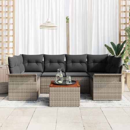 Conjunto de sofá de jardín con cojín Manual 7 pcs Gris en Sofás de exterior | Comprar online en Foru.es