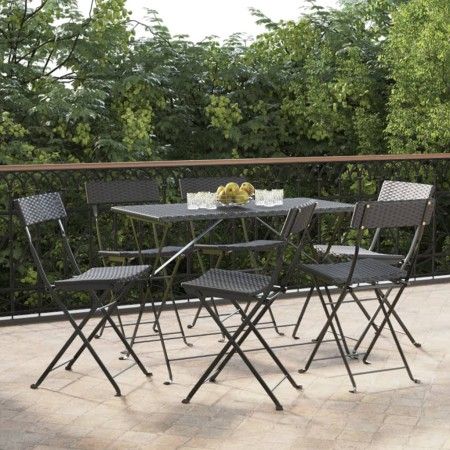 Sillas cafetería plegables 6 uds acero y ratán sintético negro de vidaXL, Sillas de jardín - Ref: Foro24-3152113, Precio: 226...