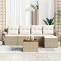 Conjunto de sofá de jardín con cojín 6 pcs Beige y Crema en Sofás de exterior | Comprar online en Foru.es