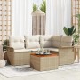 Conjunto de sofá de jardín con cojín Manual 5 pcs Beige y Crema en Sofás de exterior | Comprar online en Foru.es