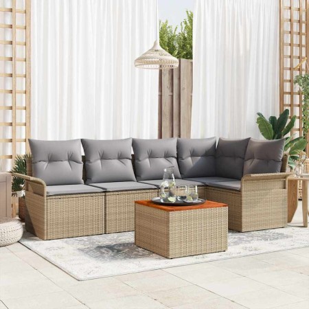Conjunto de sofá de jardín con cojín 6 pcs Beige y Gris Claro en Sofás de exterior | Comprar online en Foru.es