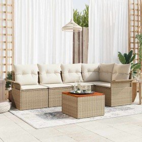 Conjunto de sofá de jardín con cojín Manual 6 pcs Beige y Crema en Sofás de exterior | Comprar online en Foru.es