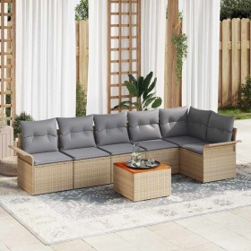 Conjunto de sofá de jardín con cojín 7 pcs Beige y Gris Claro en Sofás de exterior | Comprar online en Foru.es